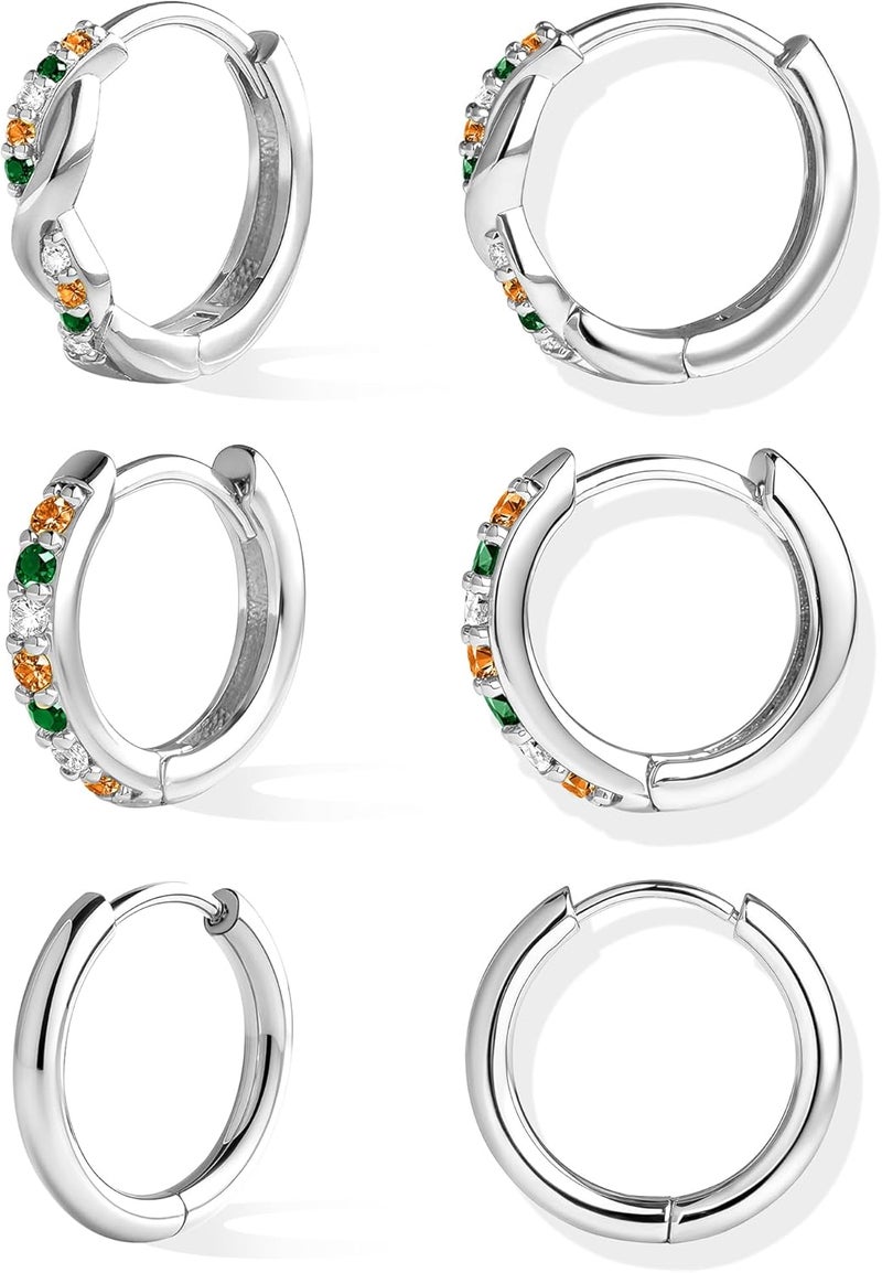Inerney 14K Gold Plated Huggie Hoop Earrings for Women, Small Sterling Silver Earring Set Hypoallergenic Cartilage Helix Stacks, Mini Dainty Cute Trendy Birthstone Jewelry Gift for Multiple Piercings - Image 1